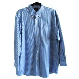 Jos. A. Banks Travelers Men's Long Sleeve Blue Striped Button Down Shirt Size 17
